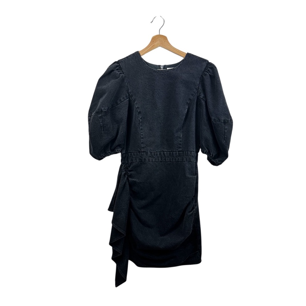 RHODE Women's Pia Black Denim Puff Sleeve Mini Dress Sz. 4 - Picture 8 of 16